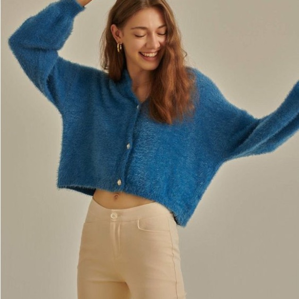 RIHOAS Vibrant Blue Women's Cardigan Size Small Chic Coquette